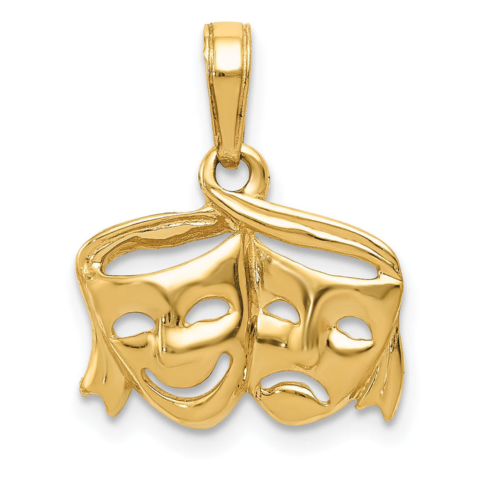 14k Polished Open-Backed Comedy/Tragedy Pendant-K4945