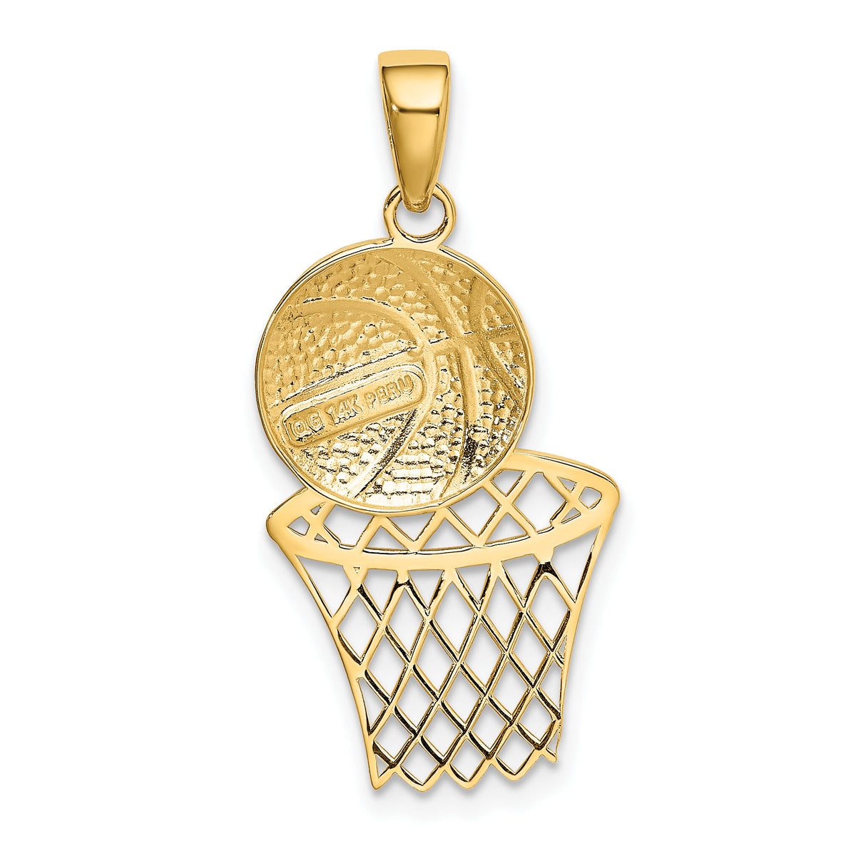 14K Diamond-Cut Basketball and Net Charm-K4951