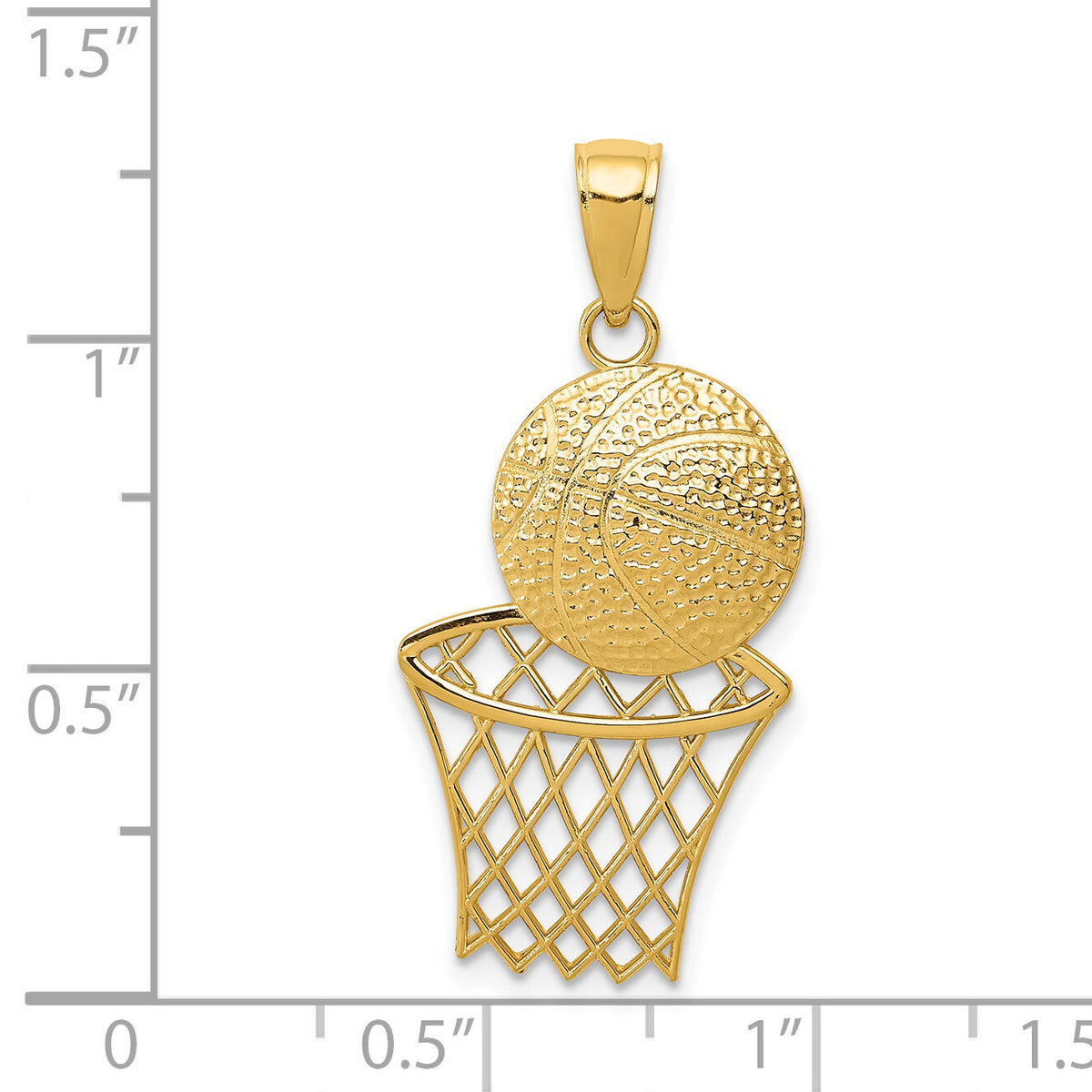14K Diamond-Cut Basketball and Net Charm-K4951