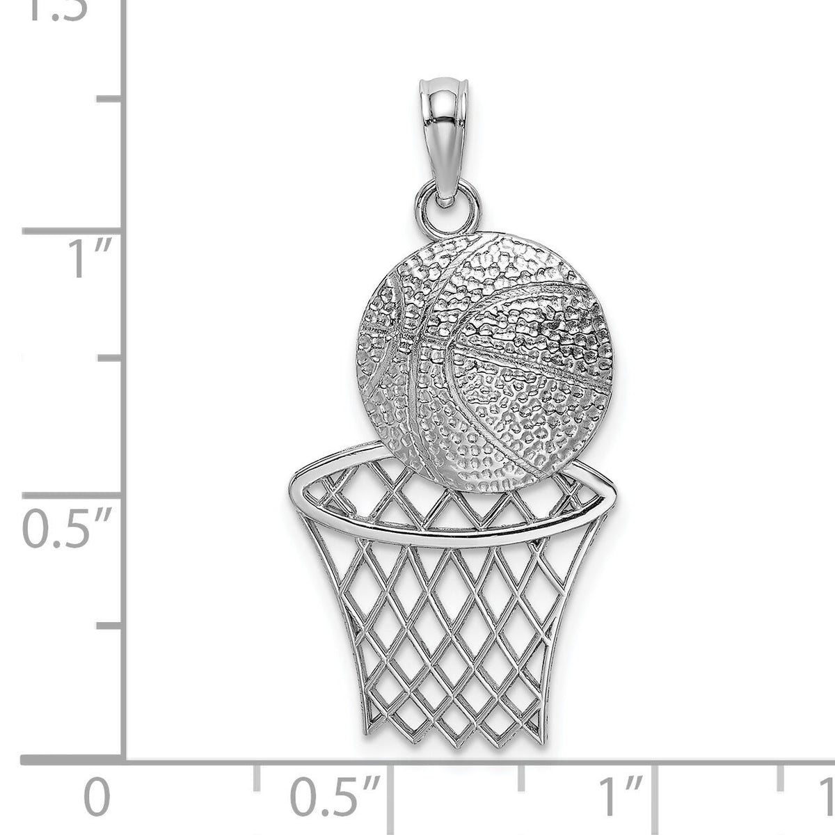14K White Basketball and Net Charm-K4951W