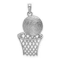 14K White Basketball and Net Charm-K4951W