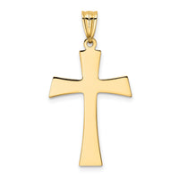 14Kw/Rhodium Polished Cross Pendant-K4967