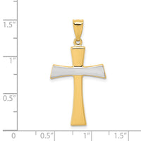 14Kw/Rhodium Polished Cross Pendant-K4967