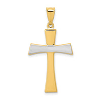 14Kw/Rhodium Polished Cross Pendant-K4967
