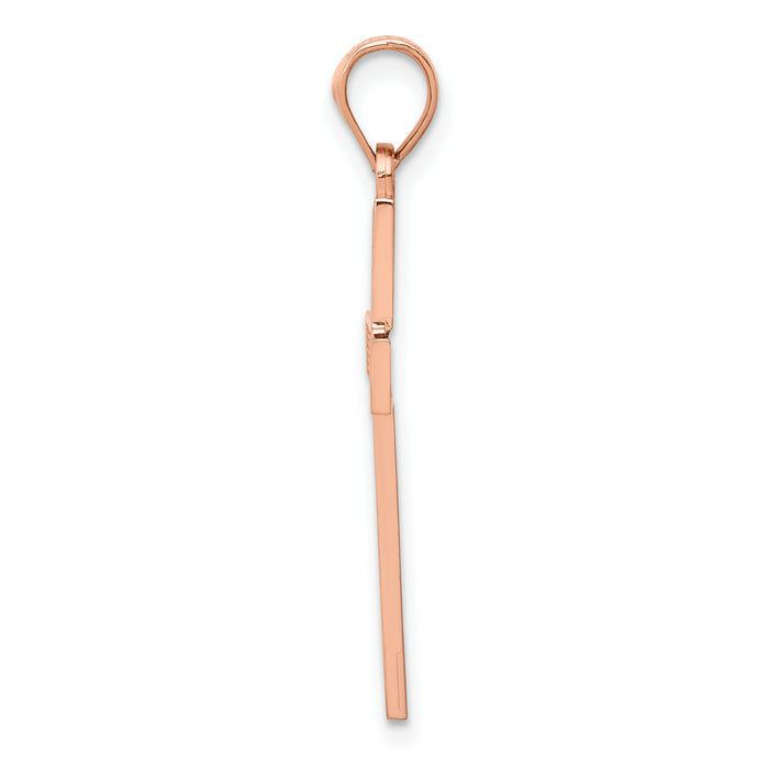 14K Rose Gold Cross Pendant-K4977