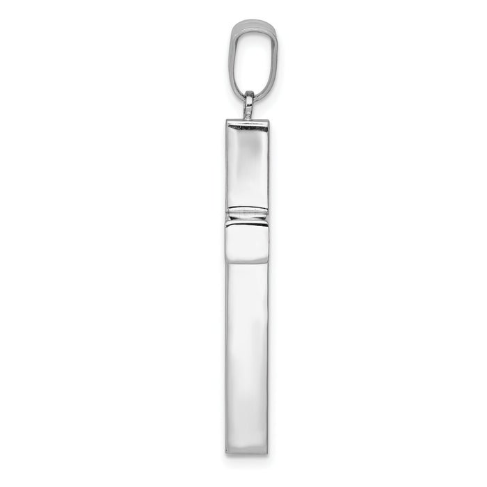 14k White Gold Polished Hollow Cross Pendant-K4998