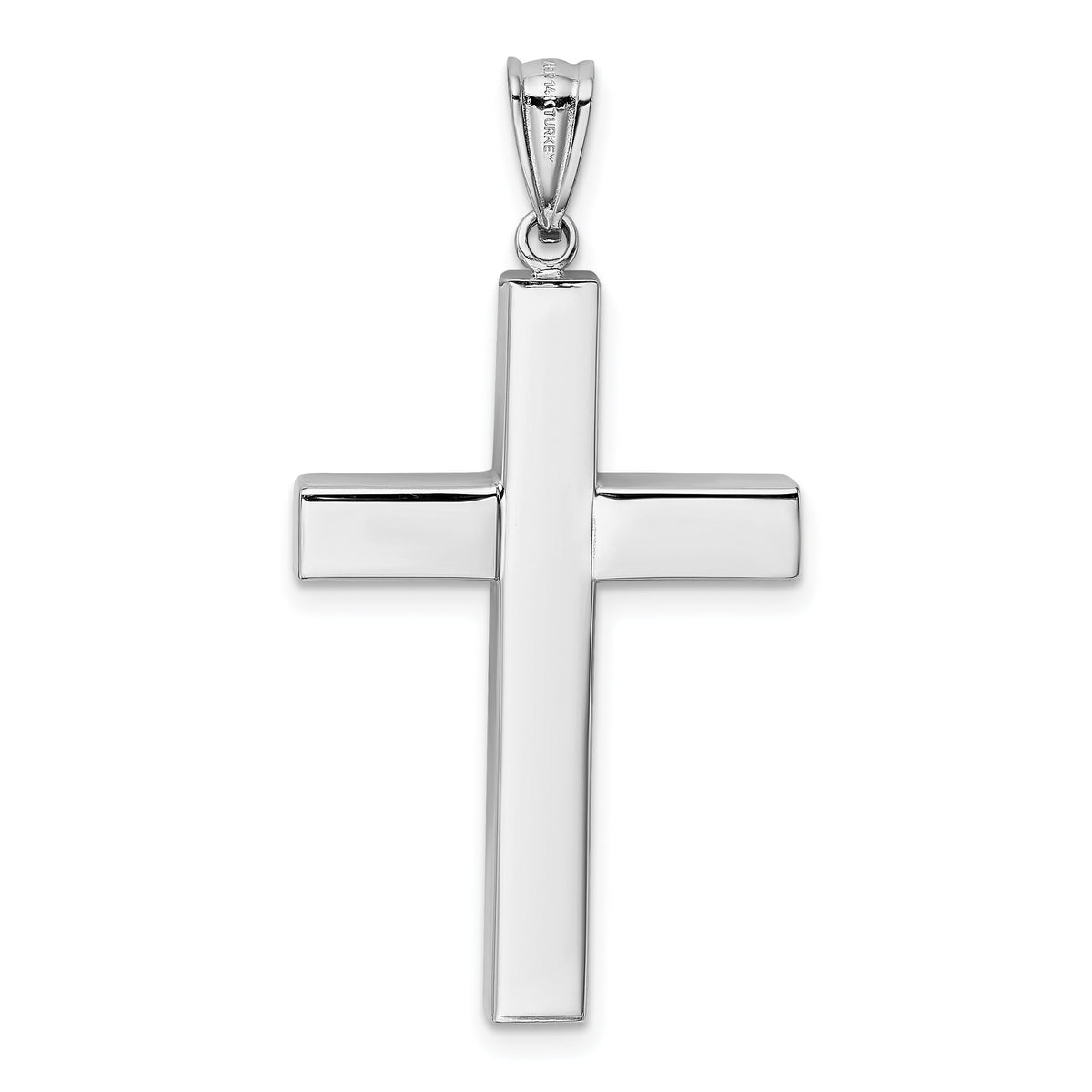 14k White Gold Polished Hollow Cross Pendant-K4998