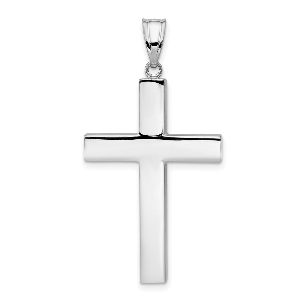14k White Gold Polished Hollow Cross Pendant-K4998