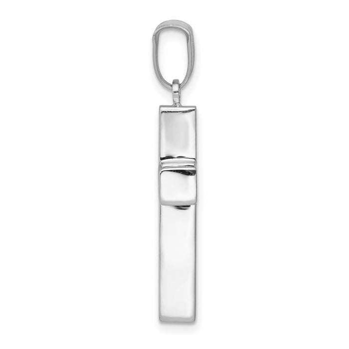 14k White Gold Polished Hollow Cross Pendant-K4999