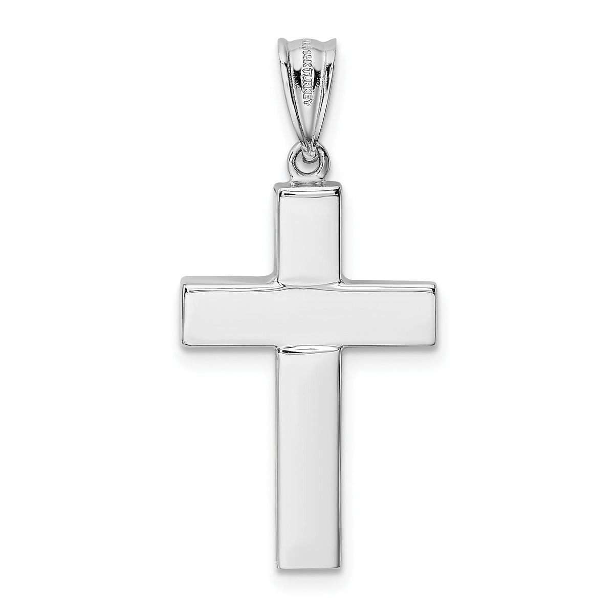 14k White Gold Polished Hollow Cross Pendant-K4999