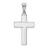 14k White Gold Polished Hollow Cross Pendant-K4999