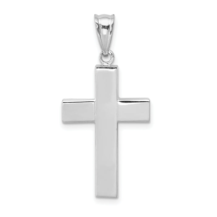 14k White Gold Polished Hollow Cross Pendant-K4999