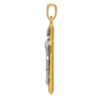 14k Two-tone INRI Crucifix Pendant-K501