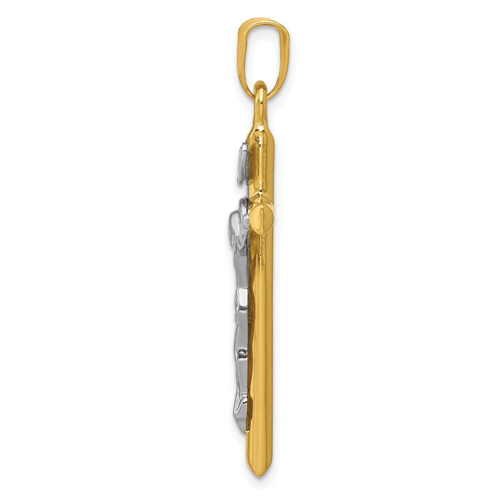14k Two-tone INRI Crucifix Pendant-K501