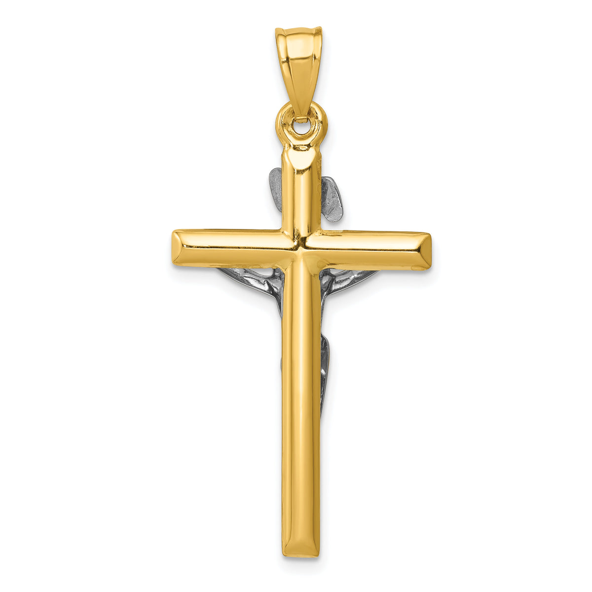 14k Two-tone INRI Crucifix Pendant-K501