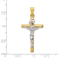 14k Two-tone INRI Crucifix Pendant-K501