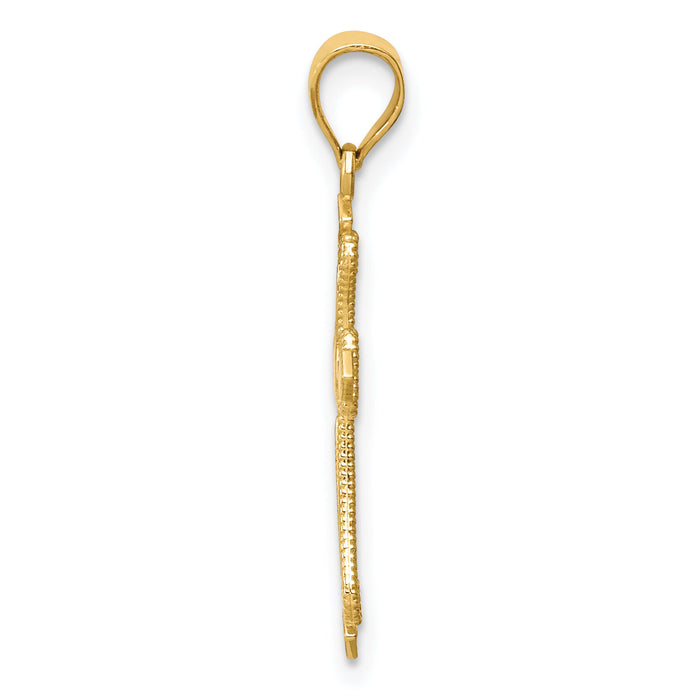 14k Mini Budded Cross Pendant-K5025