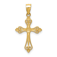 14k Mini Budded Cross Pendant-K5025