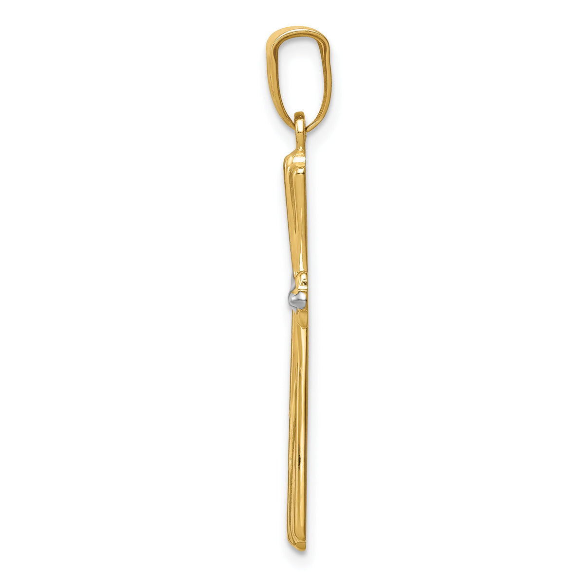 14k w/Rhodium Diamond Cut Cross Pendant-K5034