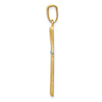14k w/Rhodium Diamond Cut Cross Pendant-K5034