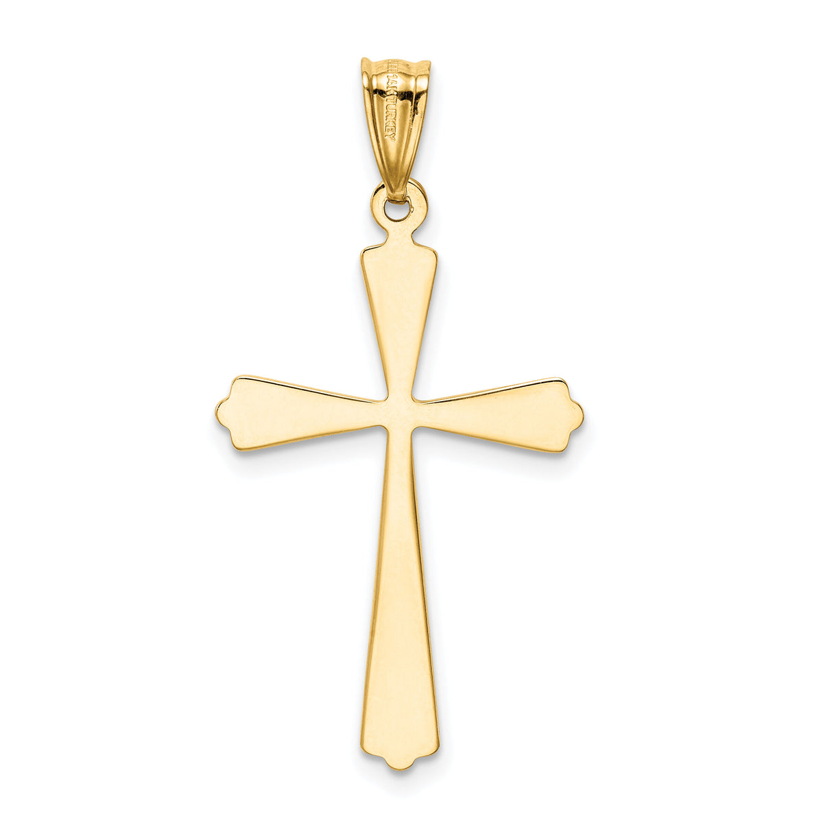 14k w/Rhodium Diamond Cut Cross Pendant-K5034