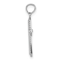 14K White Gold Beaded Trim Cross Charm-K5046W
