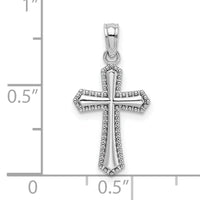 14K White Gold Beaded Trim Cross Charm-K5046W