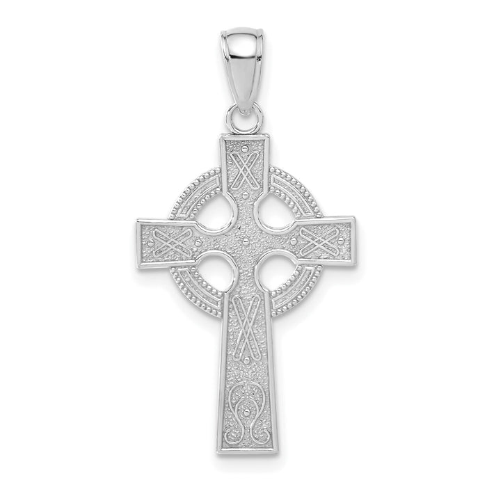 14k White Gold Celtic Cross Pendant-K5048W