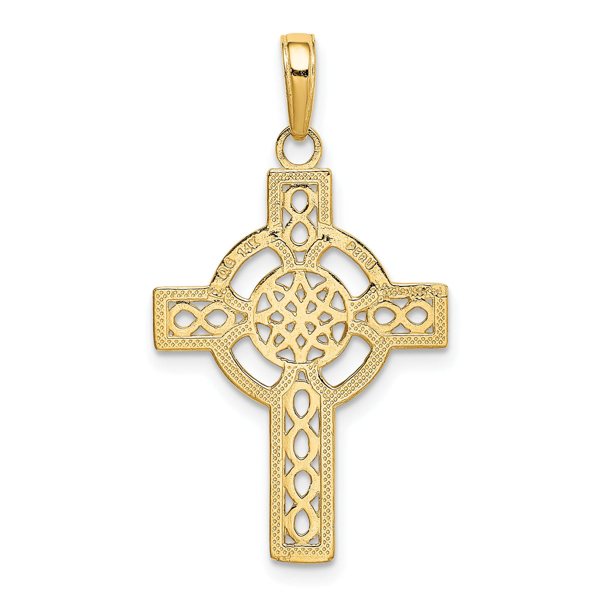 14k Diamond-cut Celtic Cross Pendant-K5049