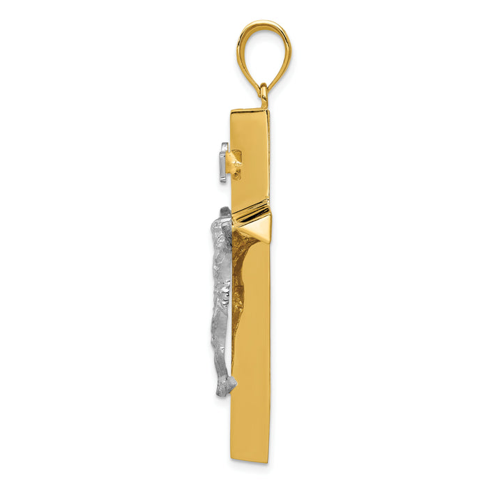 14k Two-tone INRI Hollow Crucifix Pendant-K505