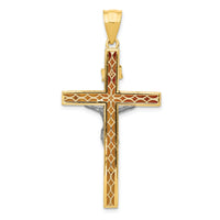 14k Two-tone INRI Hollow Crucifix Pendant-K505