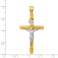 14k Two-tone INRI Hollow Crucifix Pendant-K505