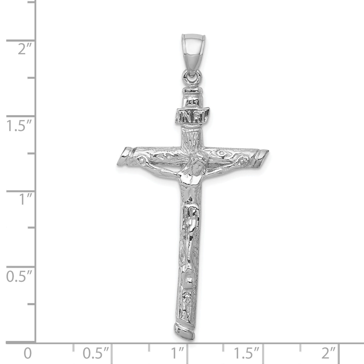 14k White Gold INRI Crucifix Pendant-K5061W