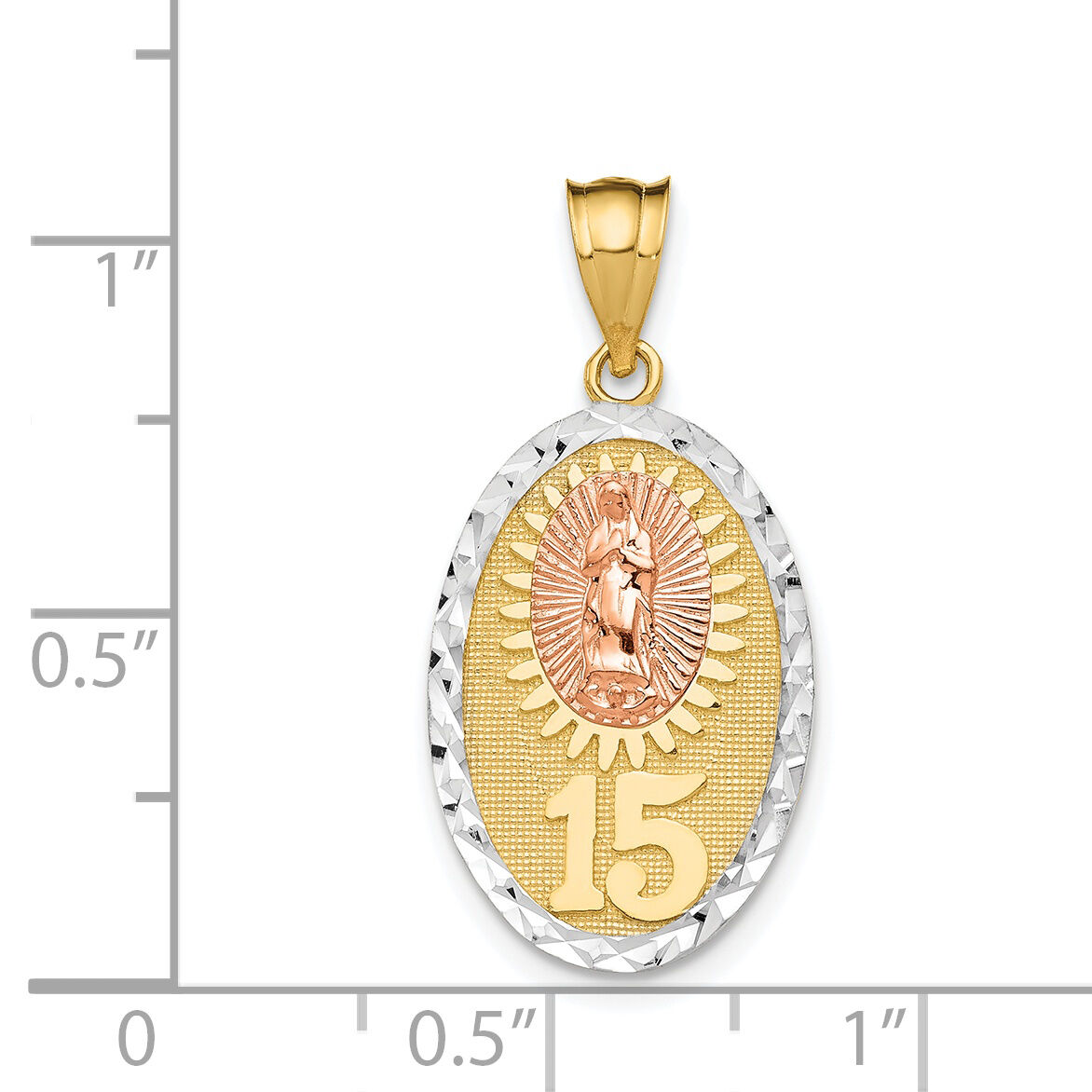 14K Two-tone w/White Rhodium Lady Guadalupe 15 Pendant-K5078
