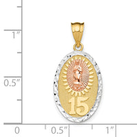 14K Two-tone w/White Rhodium Lady Guadalupe 15 Pendant-K5078