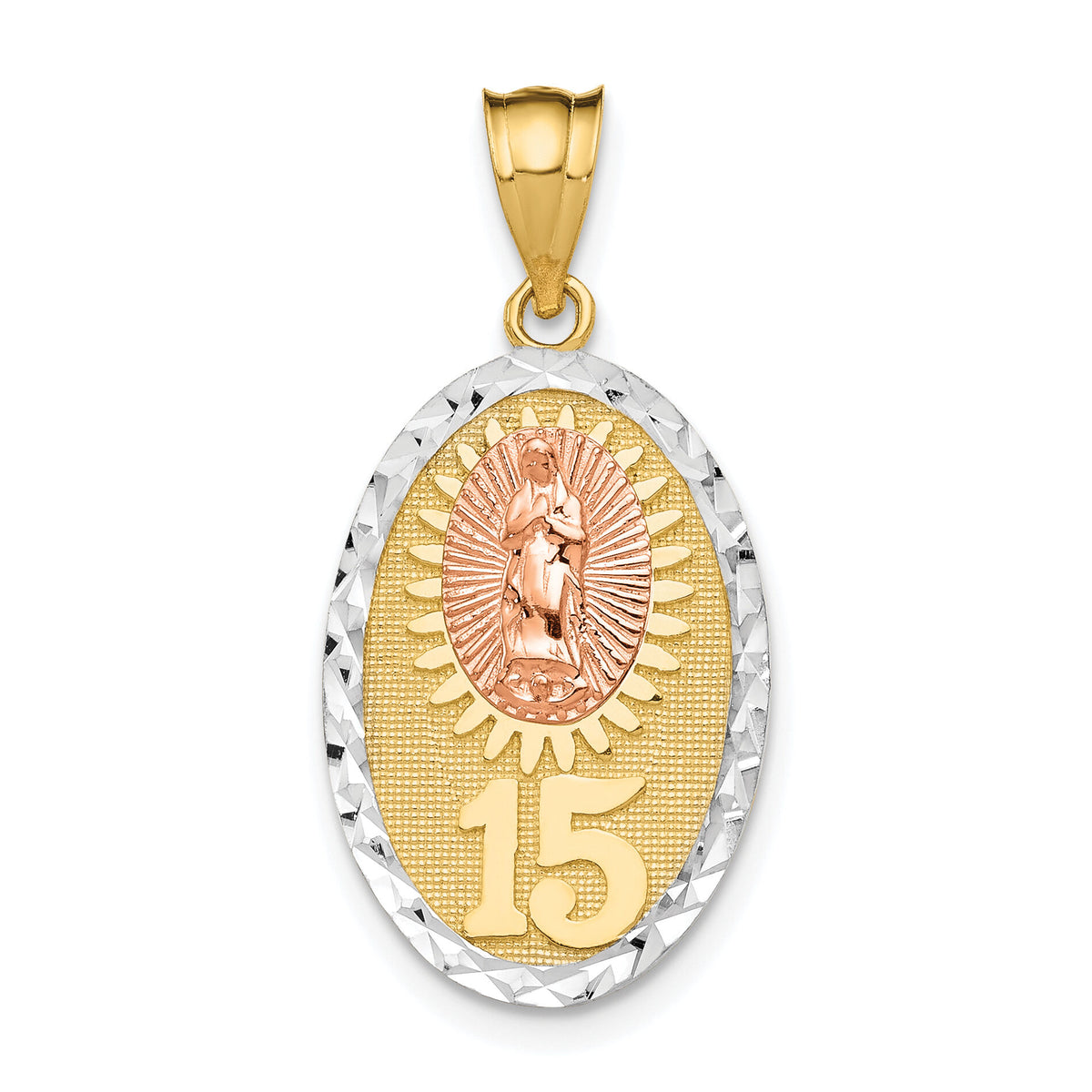 14K Two-tone w/White Rhodium Lady Guadalupe 15 Pendant-K5078