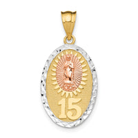 14K Two-tone w/White Rhodium Lady Guadalupe 15 Pendant-K5078
