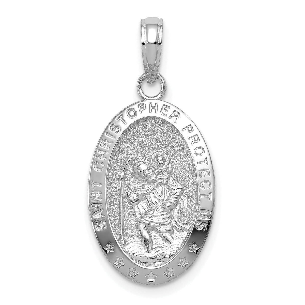 14k White Gold Saint Christopher Medal Pendant-K5082W