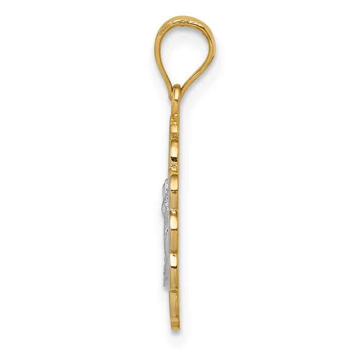 14K Two-tone W/Rhodium Baptism Pendant-K5084