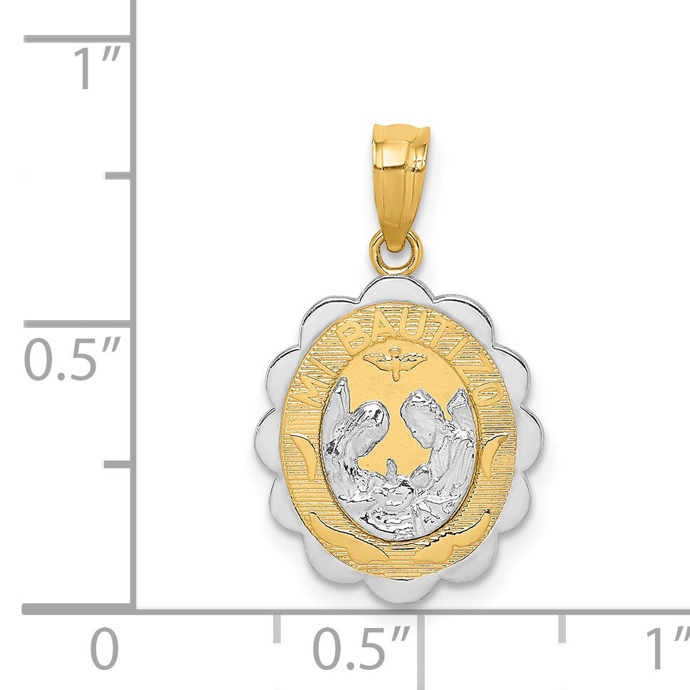 14K Two-tone W/Rhodium Baptism Pendant-K5084
