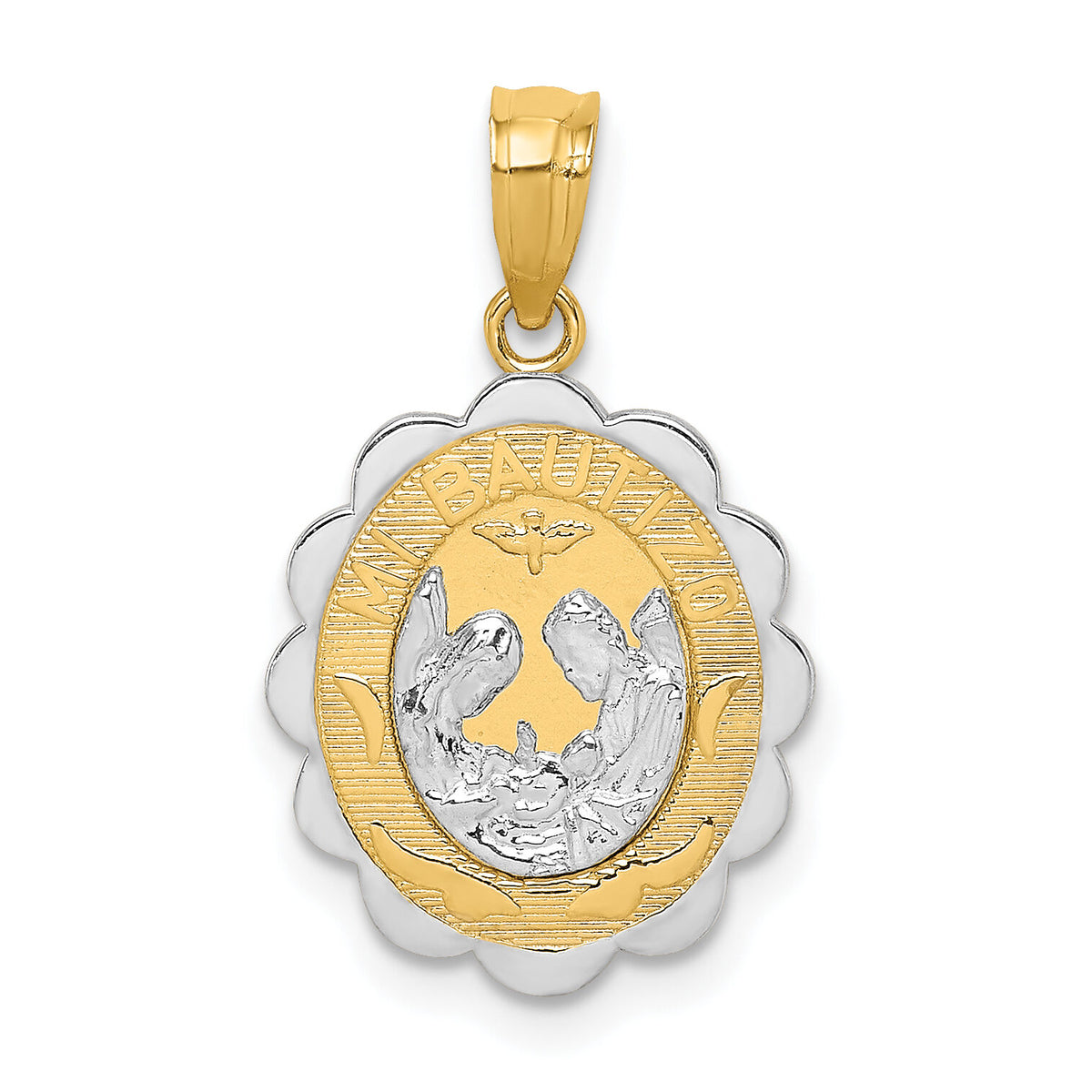 14K Two-tone W/Rhodium Baptism Pendant-K5084