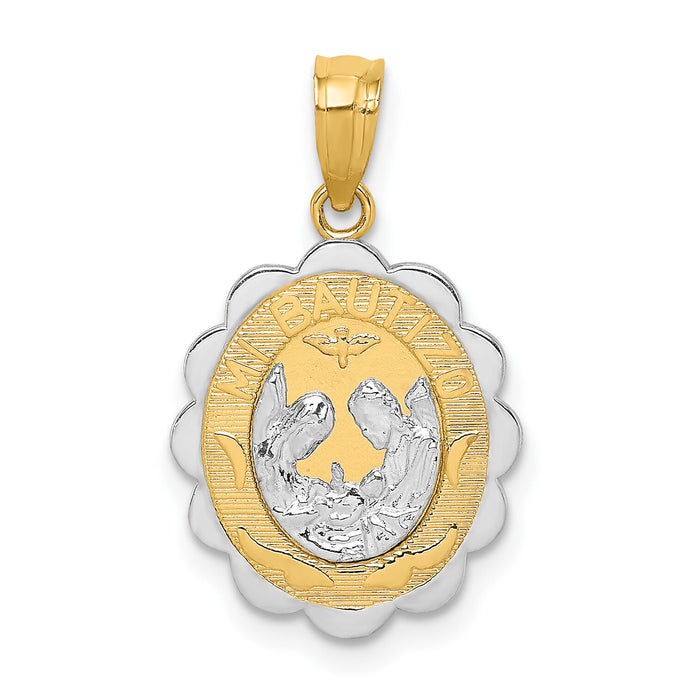 14K Two-tone W/Rhodium Baptism Pendant-K5084