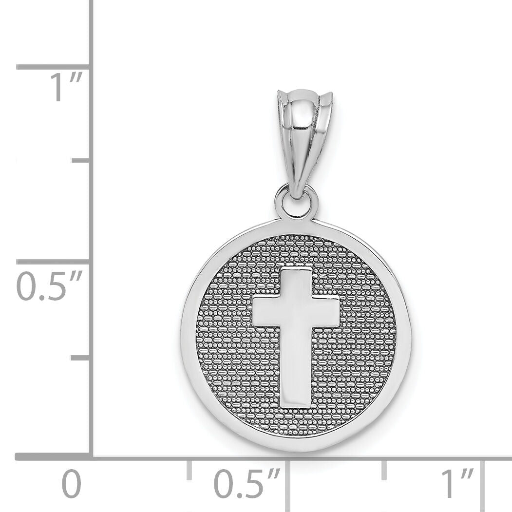 14k White Gold Reversible Cross & 1st Holy Communion Charm-K5086