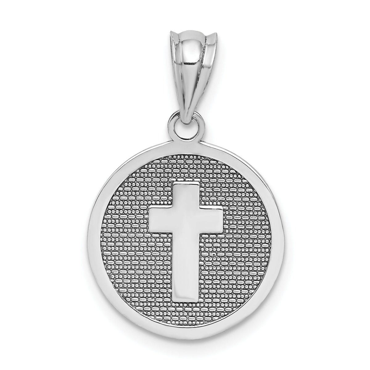 14k White Gold Reversible Cross & 1st Holy Communion Charm-K5086