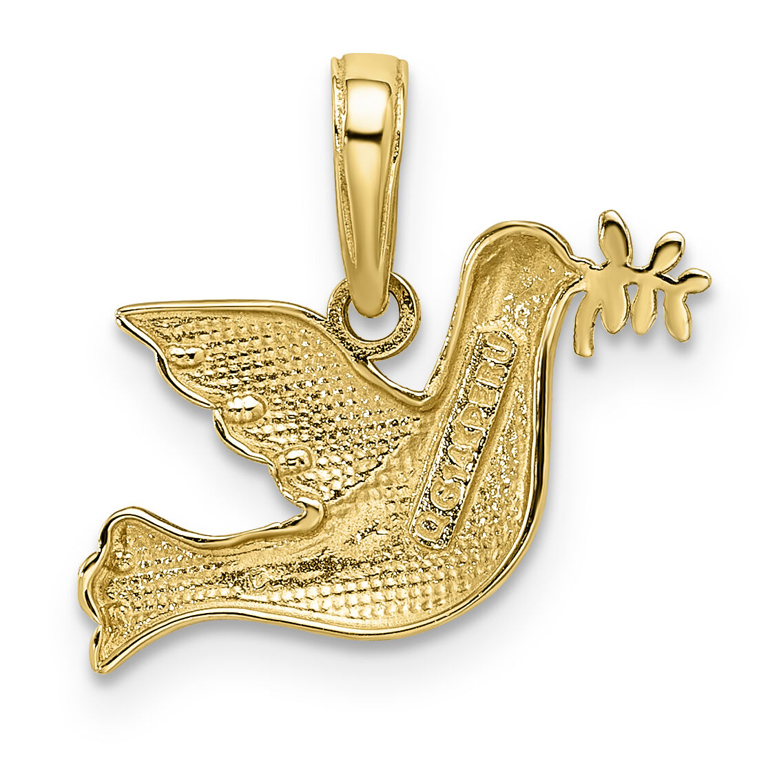 14k White Rhodium Polished Diamond-cut Dove Charm-K5089D/C