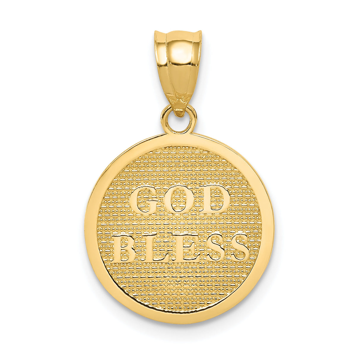 14K Reversible Cross and GOD BLESS Charm-K5090
