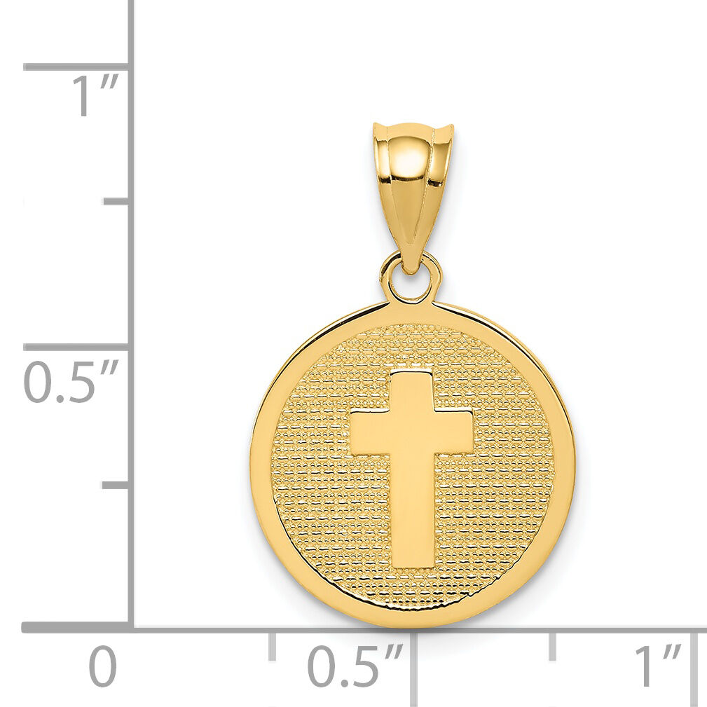 14K Reversible Cross and GOD BLESS Charm-K5090