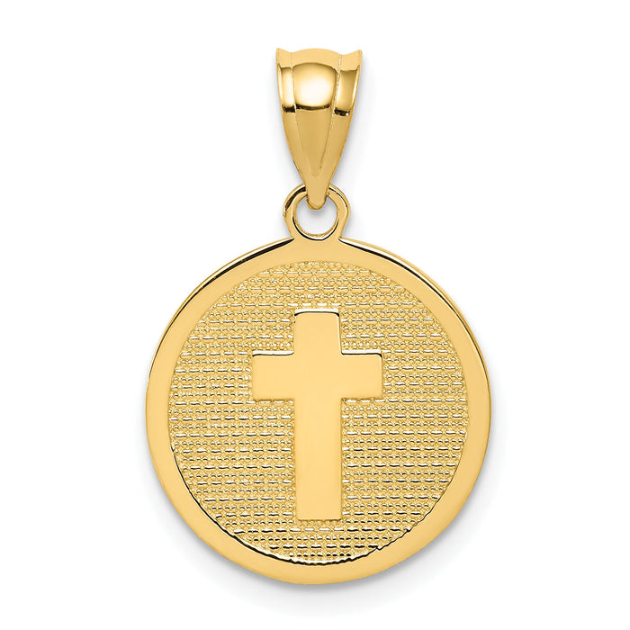 14K Reversible Cross and GOD BLESS Charm-K5090