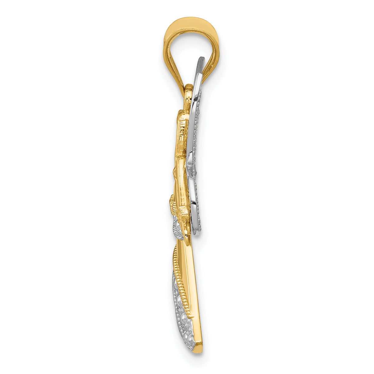14KTwo-tone W/Rhodium Angel Pendant-K5095
