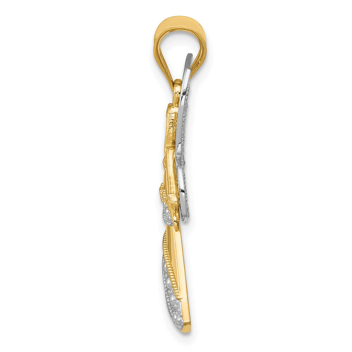 14KTwo-tone W/Rhodium Angel Pendant-K5095